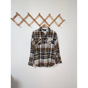 Stoic Backcountry Black Swamp Men's Button-down Long Sleeve Flannel Shirt - Sz S